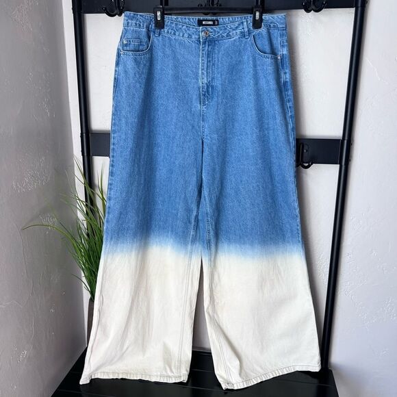 Missguided wide leg baggy high waist ombré jeans size 14 - Picture 2 of 14